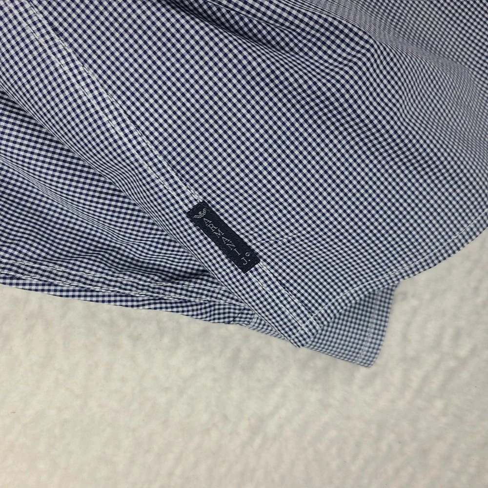 AJ ARMANI JEANS Shirt Mens Large Blue Mini Check Regular Fit Dress‎ Button Up